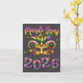 Happy Mardi Gras Carnival 2026 Jester Hat Men Wome Kaart (Gele Bloem)
