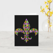 Happy Mardi Gras Carnival New Orleans Fleur De Lis Kaart (Gele Bloem)