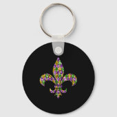 Happy Mardi Gras Carnival New Orleans Fleur De Lis Sleutelhanger (Voorkant)