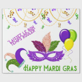 Happy Mardi Gras Celebration Beads Masker Cadeaupapier (Vlak)