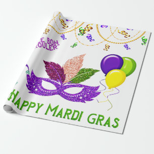 Happy Mardi Gras Celebration Beads Masker Cadeaupapier
