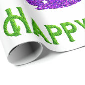 Happy Mardi Gras Celebration Beads Masker Cadeaupapier (Rol Hoek)