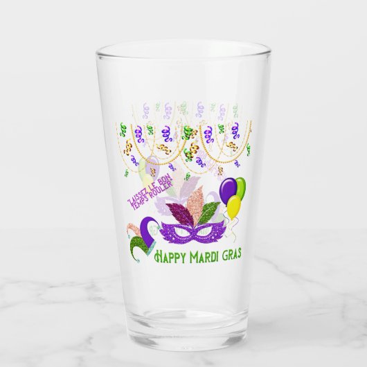 Happy Mardi Gras Celebration Party Masker Drink Glas (Achterkant)