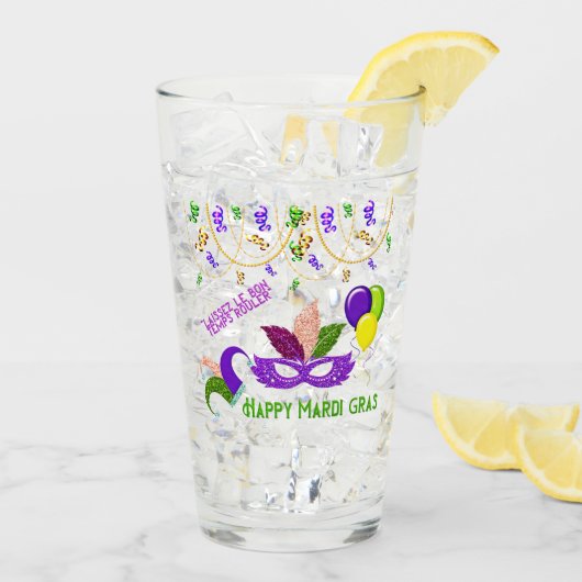 Happy Mardi Gras Celebration Party Masker Drink Glas (Achterkant ijs)