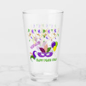 Happy Mardi Gras Celebration Party Masker Drink Glas (Voorkant)