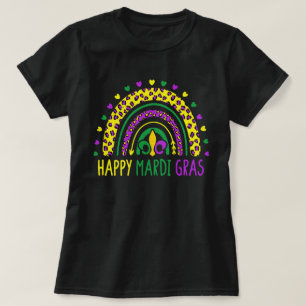Happy Mardi Gras Cute Leopard Rainbow T-shirt
