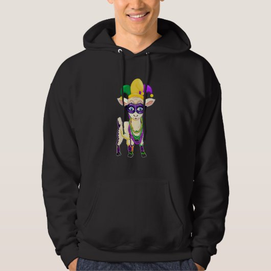 Happy Mardi Gras Cute Sheep Wearing Beads Jester H Hoodie (Voorkant)