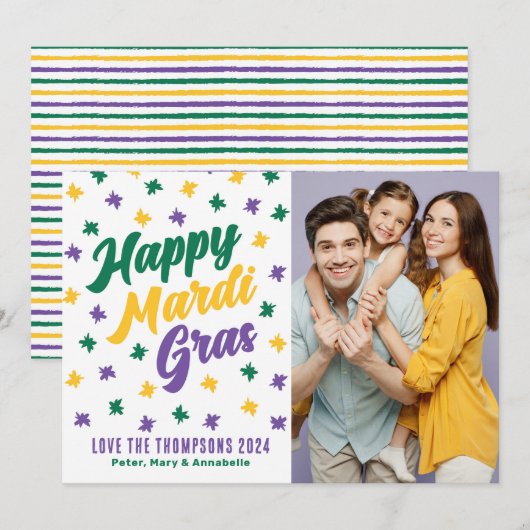 Happy Mardi Gras Feestdagenkaart (Voorkant / Achterkant)