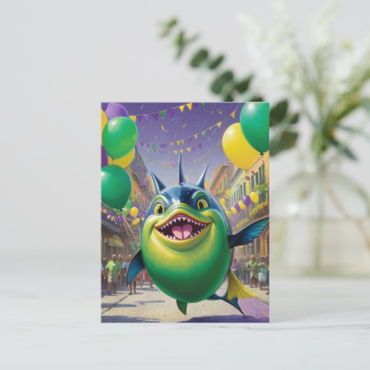 Happy Mardi Gras Fish Briefkaart (Staand voorkant)