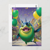 Happy Mardi Gras Fish Briefkaart (Voorkant / Achterkant)