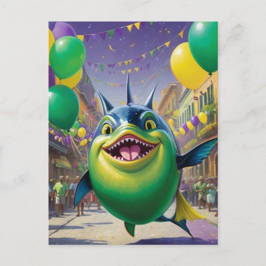 Happy Mardi Gras Fish Briefkaart (Voorkant)