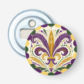 Happy Mardi Gras fleur-de-lis Button Flesopener (Voorkant)