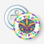 Happy Mardi Gras fleur-de-lis Button Flesopener (Voorkant)