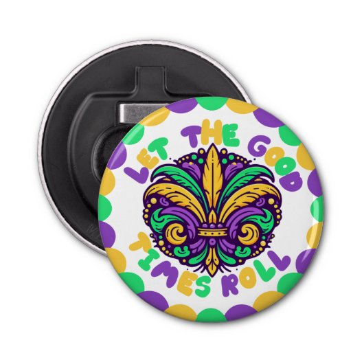Happy Mardi Gras fleur-de-lis Button Flesopener (Voorkant)