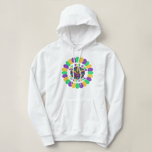 Happy Mardi Gras fleur-de-lis Hoodie (Design voorkant)
