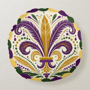 Happy Mardi Gras fleur-de-lis Rond Kussen