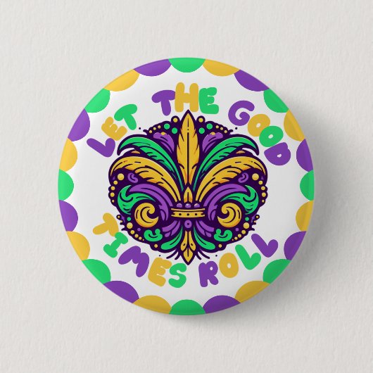 Happy Mardi Gras fleur-de-lis Ronde Button 5,7 Cm (Voorkant)
