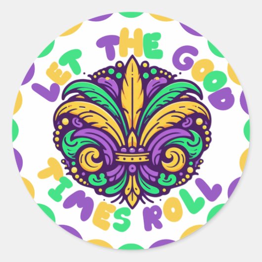 Happy Mardi Gras fleur-de-lis Ronde Sticker (Voorkant)
