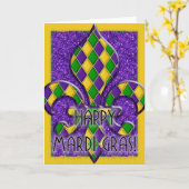 Happy Mardi Gras Fleur Design Wenskaart d1 Kaart (Gele Bloem)