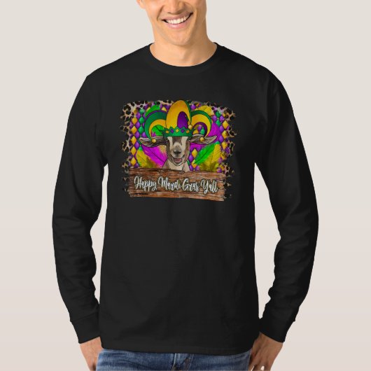 Happy Mardi Gras Goat Crawfish Leopard For Man Wom T-shirt (Voorkant)