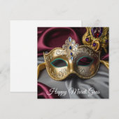 Happy Mardi Gras Goud Venetiaans Masker Feestdagenkaart (Voorkant / Achterkant)