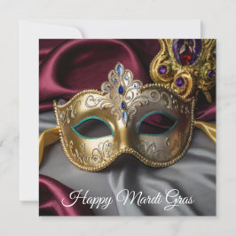 Happy Mardi Gras Goud Venetiaans Masker Feestdagenkaart