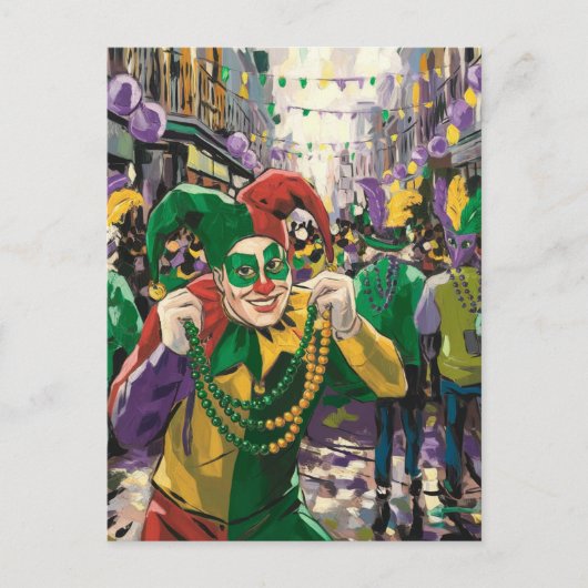 Happy Mardi Gras Jester Briefkaart (Voorkant)