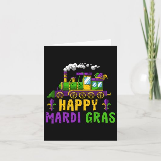 Happy Mardi Gras Jester Train Carnival Parade Part Kaart (Voorkant)
