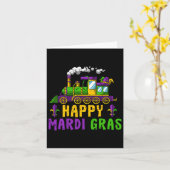 Happy Mardi Gras Jester Train Carnival Parade Part Kaart (Gele Bloem)