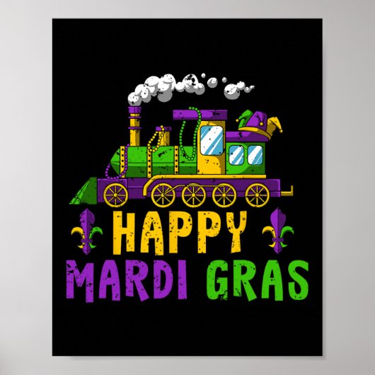 Happy Mardi Gras Jester Train Carnival Parade Part Poster (Voorkant)