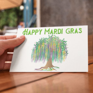 Happy Mardi Gras kralen boom Briefkaart