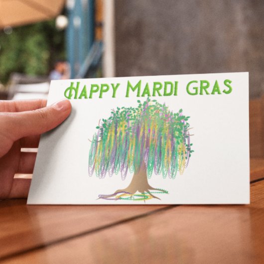 Happy Mardi Gras kralen boom Briefkaart