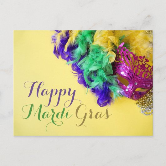 Happy Mardi Gras kralen masker Briefkaart (Voorkant)