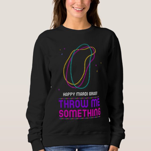 Happy Mardi Gras Kralen Sweatshirt (Voorkant)