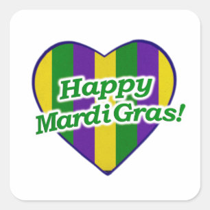 Happy Mardi Gras Logo Vierkante Sticker