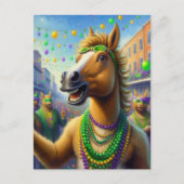 Happy Mardi Gras paard met kralen Briefkaart (Voorkant)