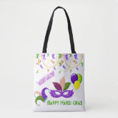 Happy Mardi Gras Party Celebration Colombina Maske Tote Bag (Voorkant)