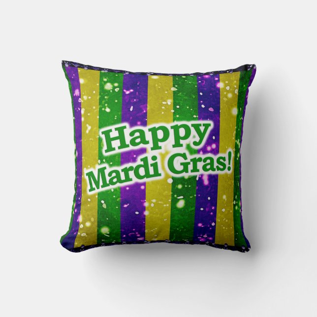 Happy Mardi Gras Poster Kussen (Voorkant)