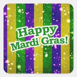 Happy Mardi Gras Poster Vierkante Sticker
