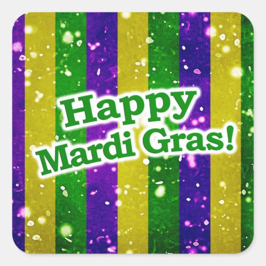 Happy Mardi Gras Poster Vierkante Sticker (Voorkant)