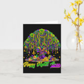 Happy Mardi Gras Tree Beads Mask Carnival New Orle Kaart (Gele Bloem)