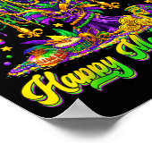 Happy Mardi Gras Tree Beads Mask Carnival New Orle Poster (Hoek)