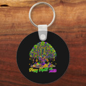 Happy Mardi Gras Tree Beads Mask Carnival New Orle Sleutelhanger (Voorkant)