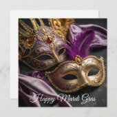 Happy Mardi Gras Venetian Mask Feestdagenkaart (Voorkant / Achterkant)