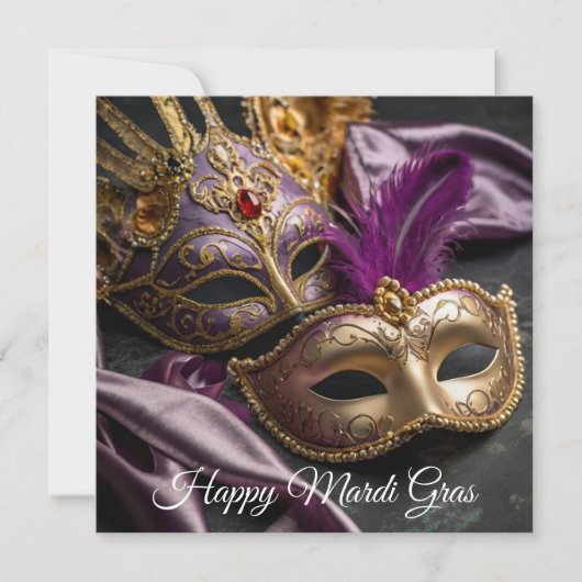 Happy Mardi Gras Venetian Mask Feestdagenkaart (Voorkant)