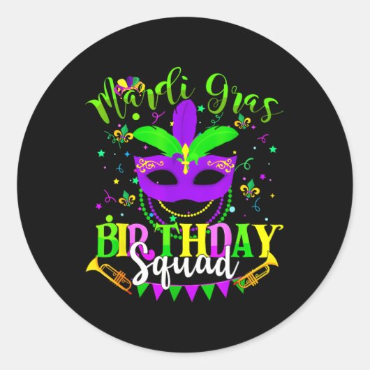Happy Mardi Gras Verjaardag Mardi Gras Squad Trip  Ronde Sticker (Voorkant)