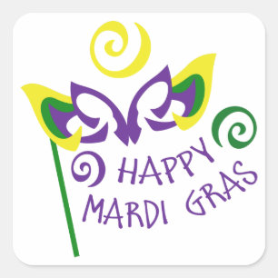 Happy Mardi Gras Vierkante Sticker