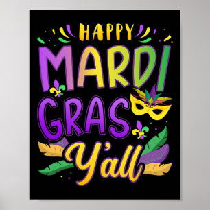 Happy Mardi Gras Y'all met masker voor New Orleans Poster