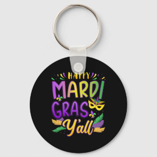 Happy Mardi Gras Y'all met masker voor New Orleans Sleutelhanger