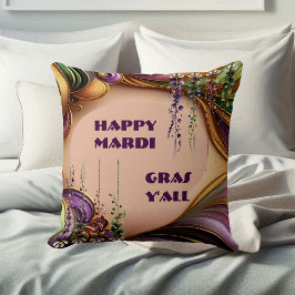 Happy Mardi Gras Y'All Paarse Groen Gouden Kleuren Kussen